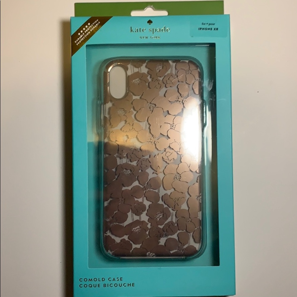 Kate spade IPhone XR rose gold flowers phone case